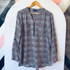 Apt. 9 Women's Plaid Blouse - Black, White, Red